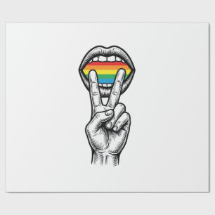 Papel De Regalo Camiseta Vector Orgullo Mano Paz Arcoíris Vintage_