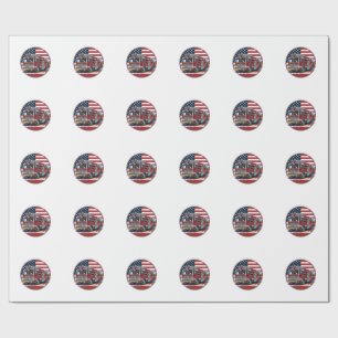 Papel De Regalo Camiseta Vectorial Círculo Bandera Americana Camió