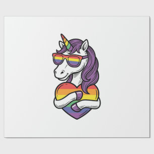 Papel De Regalo Camiseta vintage arcoíris unicornio corazón orgull