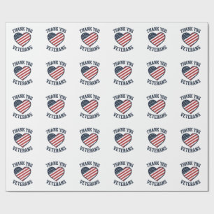Papel De Regalo Camiseta Vintage Corazón Patriótico Gracias Vetera