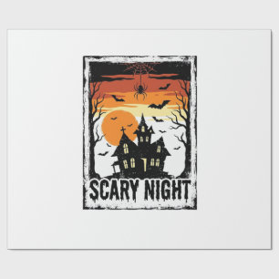 Papel De Regalo Camiseta Vintage de Halloween Casa Embrujada Noche