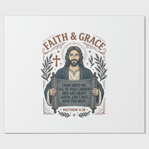 Papel De Regalo Camiseta Vintage de Punto de Cruz de Jesús Gráfica