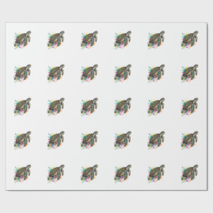 Papel De Regalo Camiseta Vintage Grabado Tortuga Marina Splash Col