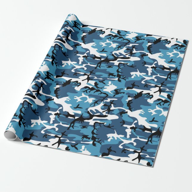 Papel De Regalo Camo azul (Desenrollado)