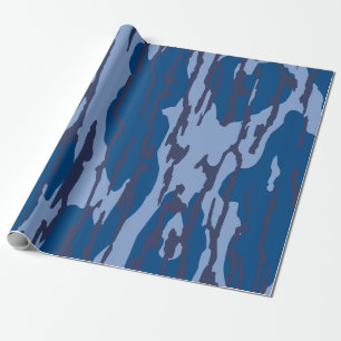 Papel De Regalo Camo azul Modelo militar Camuflaje azul