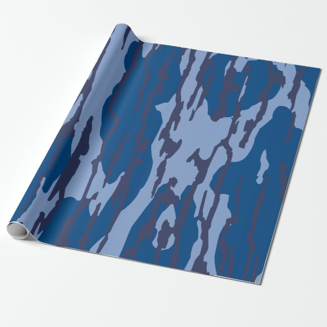 Papel De Regalo Camo azul Modelo militar Camuflaje azul (Desenrollado)