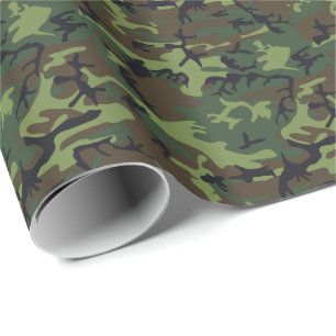 Papel De Regalo Camo Camuflaje Verde Marrón Negro Moderno de Caza
