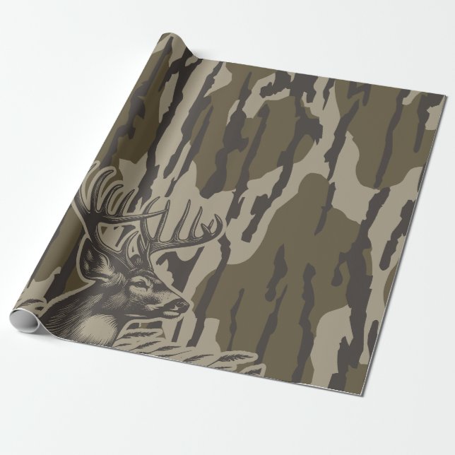 Papel De Regalo Camo de caza de ciervos Whitetail (Desenrollado)
