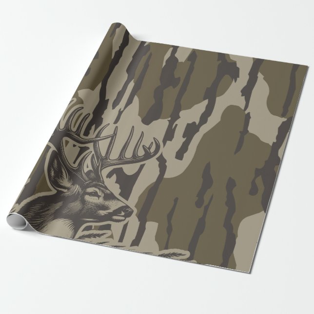 Papel De Regalo Camo de caza de ciervos Whitetail (Desenrollado)