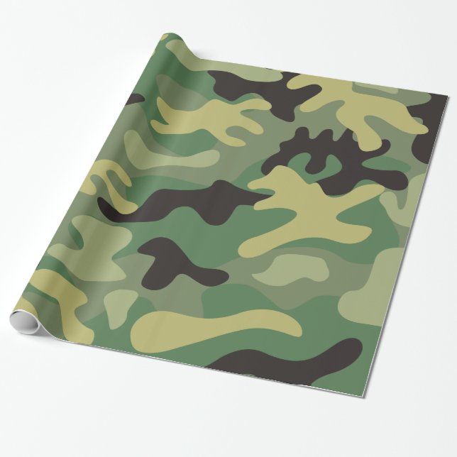 Papel De Regalo Camo Green | Fiesta de cumpleaños del ejército (Desenrollado)