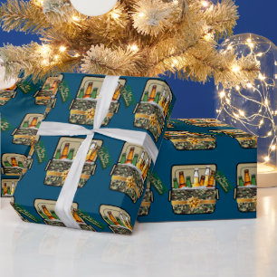 Papel De Regalo Camo Ice Chest con Cerveza Feliz Navidad