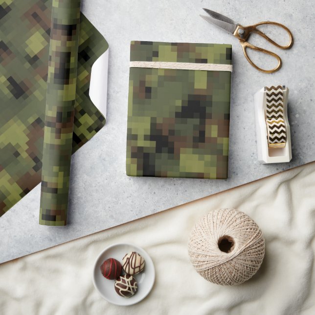 Papel De Regalo Camo militar digital verde (Artesanía)