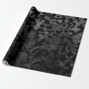 Papel De Regalo Camo moderno - Negro y gris oscuro - camuflaje