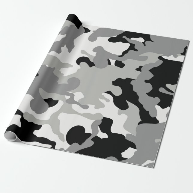 Papel De Regalo Camo negro y gris (Desenrollado)