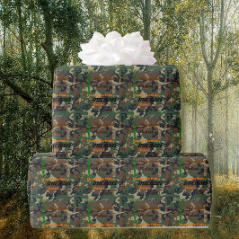 Papel De Regalo Camo Repetir NOMBRE Feliz Regalo de Cumpleaños