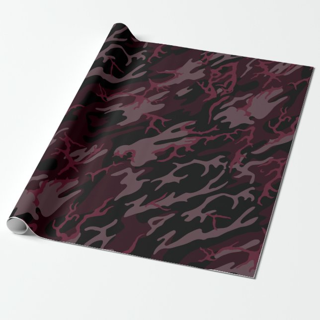 Papel De Regalo Camo rojo oscuro (Desenrollado)