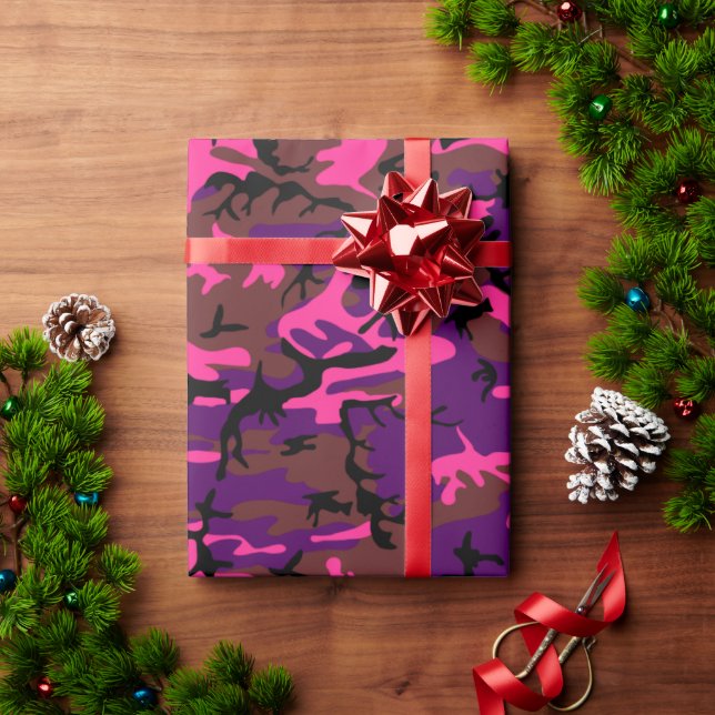 Papel De Regalo Camo rosa caliente (Regalo de vacaciones)