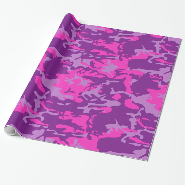 Papel De Regalo Camo rosado y púrpura (Desenrollado)