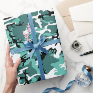 Papel De Regalo Camo verde azulado