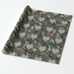 Papel De Regalo Camouflage Woodland Forest Heart