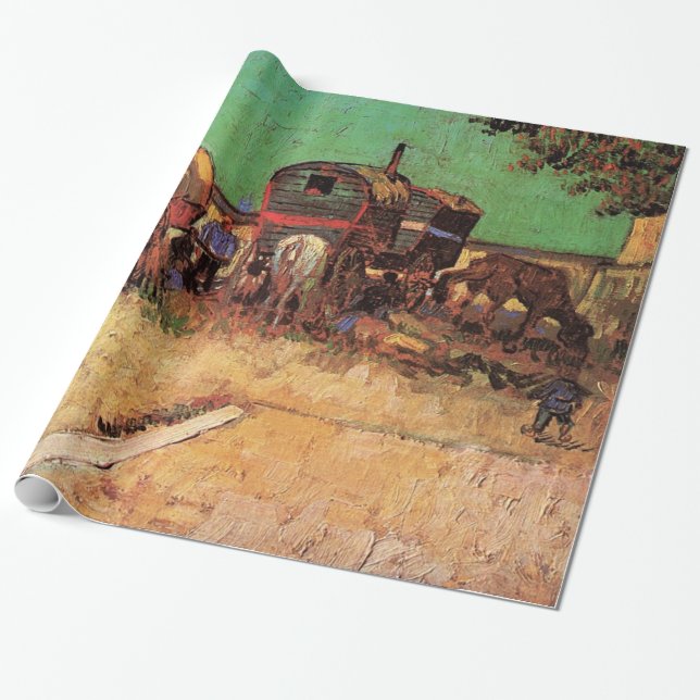 Papel De Regalo Campamento de gitanos con caravanas, Van Gogh (Desenrollado)