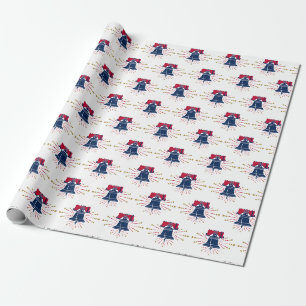 Papel De Regalo Campana de la Libertad Patrón Rojo Blanco y Azul