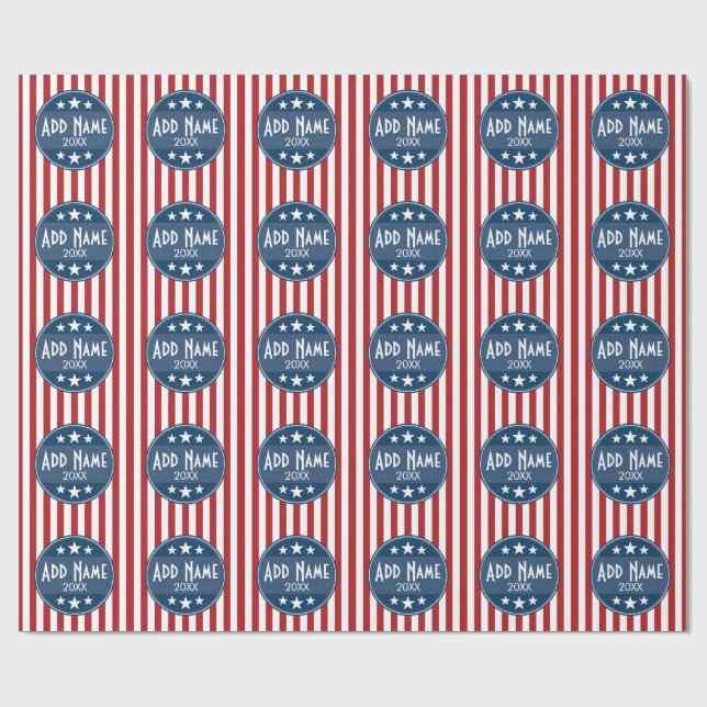 Papel De Regalo Campaña política - Estrellas patrióticas y bandas (Superficie plana)