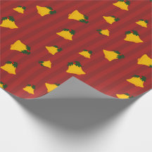 Campana Roja Dorada de Franjas Navideñas