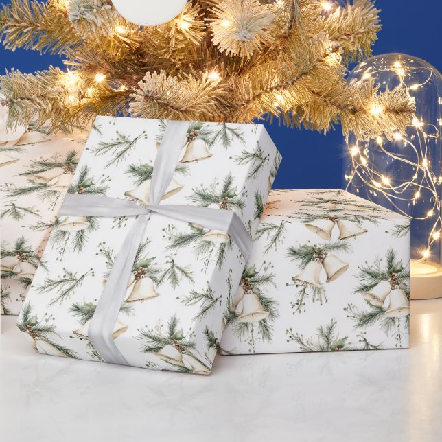 Papel De Regalo Campanas de Navidad de Crema Chic (Vacaciones)