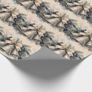 Papel De Regalo Campanas de Navidad de plata elegantes en acuarela