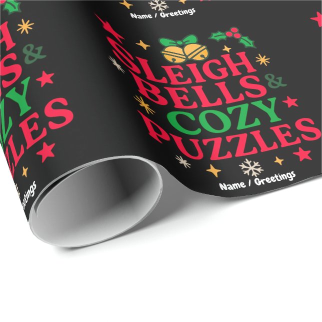 Papel De Regalo Campanas de Trineo y Rompecabezas Acogedores Regal (Esquina del rollo)