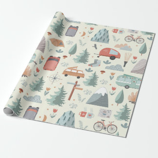 Papel De Regalo Camping, senderismo, puertas y naturaleza