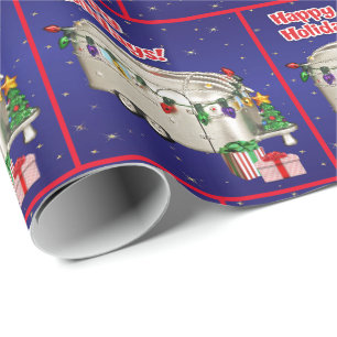 Papel De Regalo Campista de viaje con Navidades de regalos luminos
