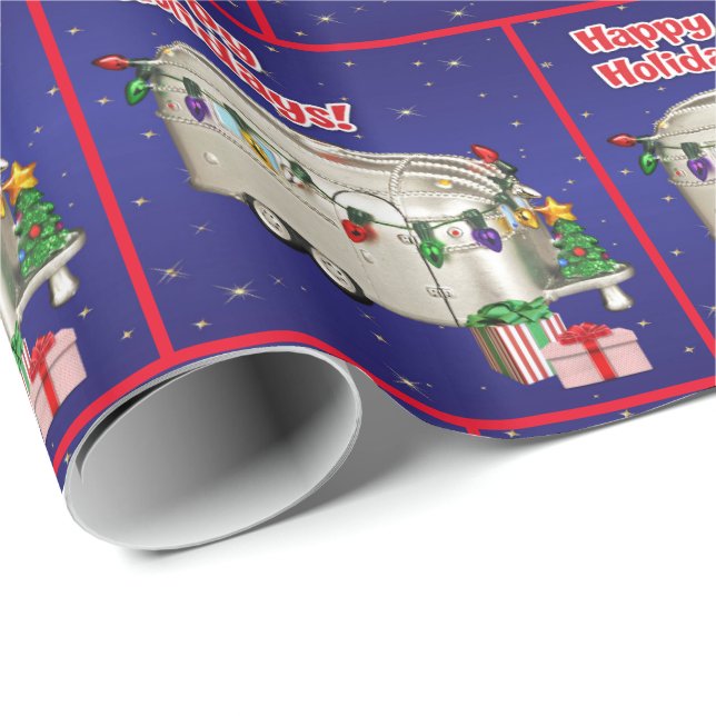 Papel De Regalo Campista de viaje con Navidades de regalos luminos (Esquina del rollo)