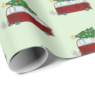 Papel De Regalo Campista lindo que acarrea un árbol de navidad