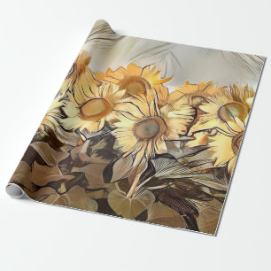 Papel De Regalo Campo De Acuarela De La Colección Elegante De Sunf