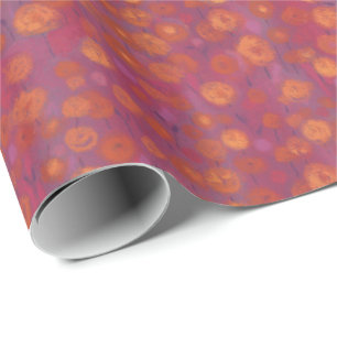 Papel De Regalo Campo de caramelo, patrón floral abstracto, naranj