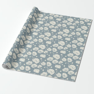 Papel De Regalo Campo de crema de cachorros en azul