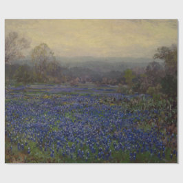 Papel De Regalo Campo de Flores de Red Azul (Paisaje Rural)