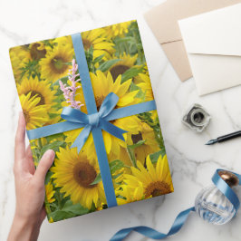 Papel De Regalo Campo de girasol amarillo
