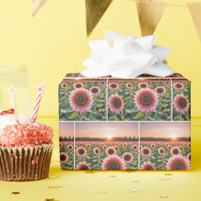Papel De Regalo Campo de girasol rosa (Fiesta de cumpleaños )