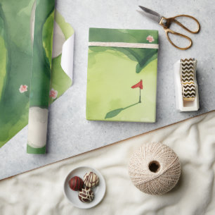 Papel De Regalo Campo de golf en forma de corazón para boda de gol
