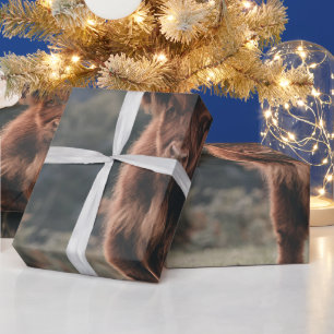 Papel De Regalo Campo de hierba de otoño de ternera de vaca de las