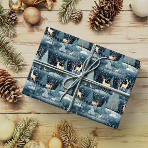 Papel De Regalo Campo de venado nocturno de nieve