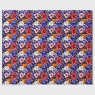 Papel De Regalo Campos de flores coloridos