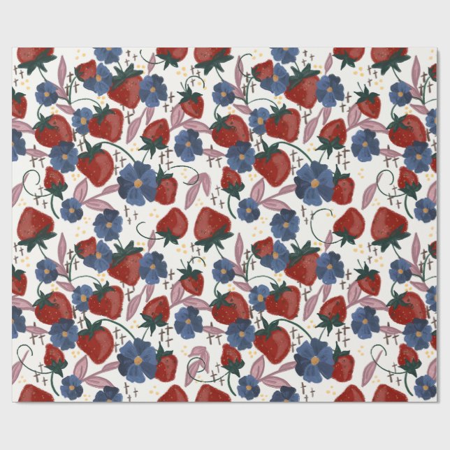 Papel De Regalo Campos de Fresas (Superficie plana)