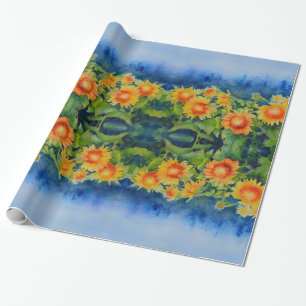 Papel De Regalo campos de girasol - pintura de girasol acuarela