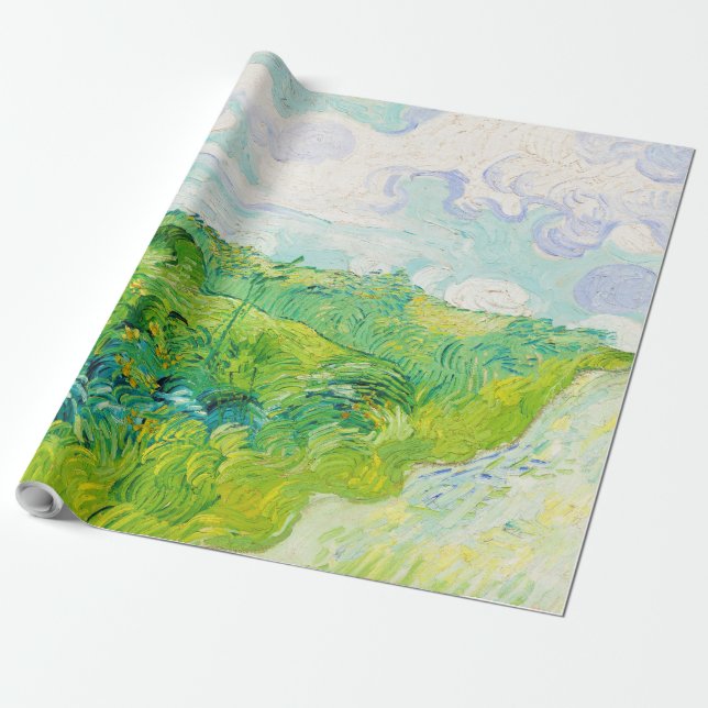 Papel De Regalo Campos de Trigo Verde, Van Gogh (Desenrollado)