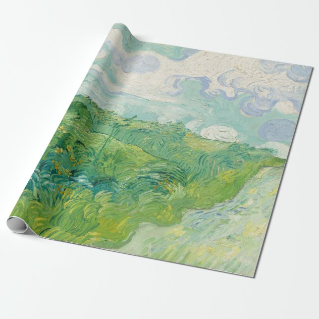 Papel De Regalo Campos verdes de trigo paisaje Art Van Gogh (Desenrollado)