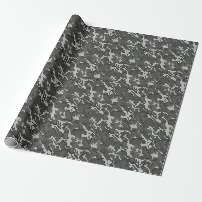 Papel De Regalo Camuflaje al aire libre moderno Gray Camo (Desenrollado)